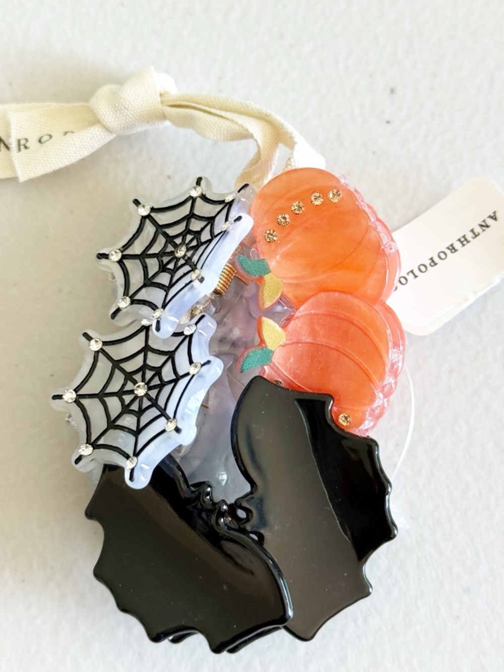 Anthropologie 6 Piece Halloween Mini Hair Claw Clips Black, Orange, White - Picture 2 of 5